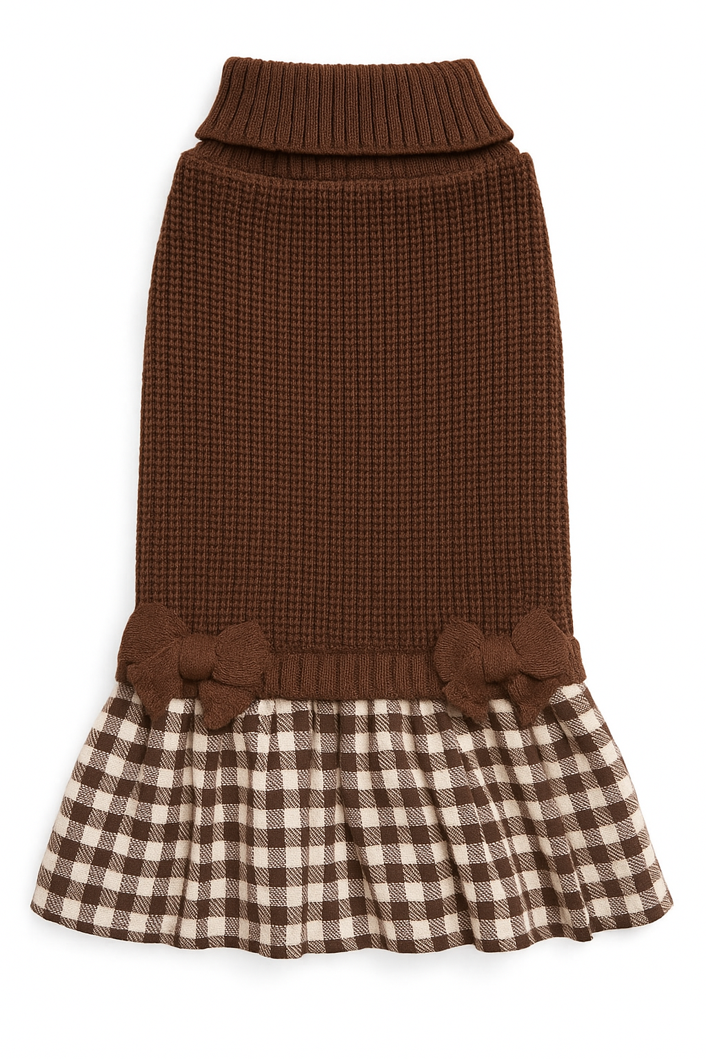 Chocolate Knit Gingham Pet Dress