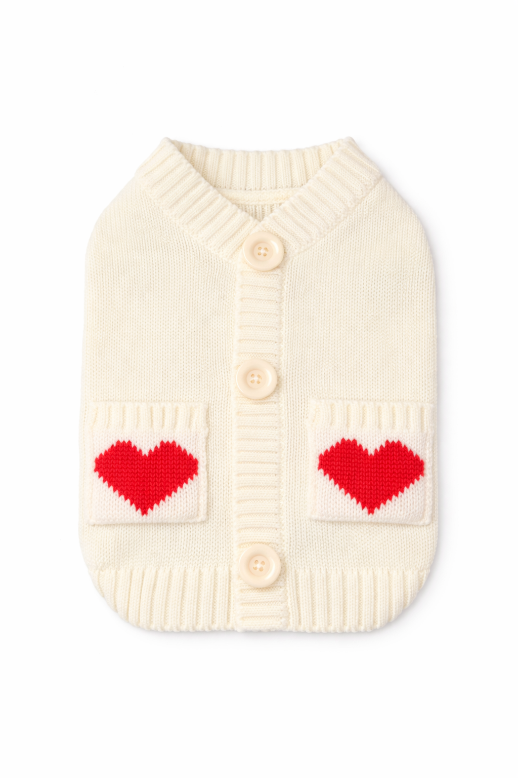 Cozy Hearts Button Pet Sweater