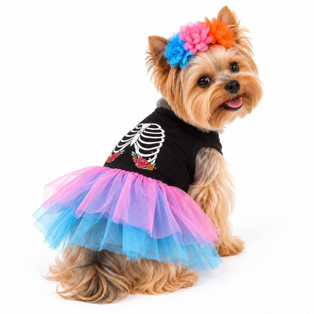 Spooky Skeleton Tutu Pet Costume Set 💀🎀