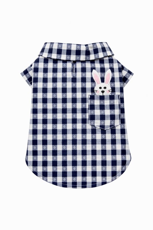 Bunny Pocket Gingham Dog Shirt