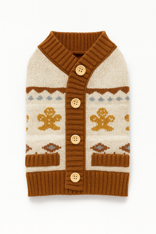 Holiday Gingerbread Button-Up Dog Sweater