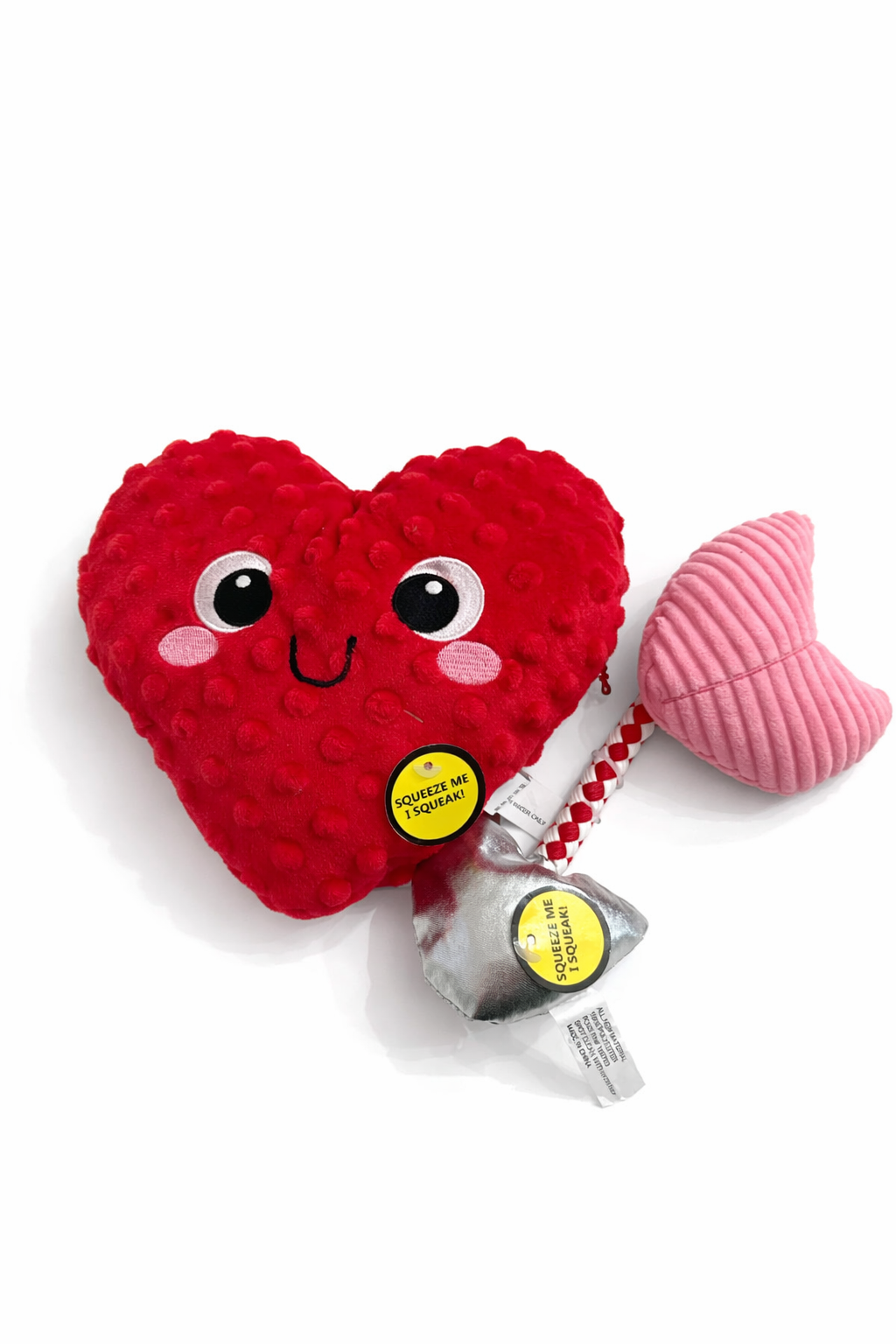 ❤️ Love Bug Heart Plush Squeaky Rope Dog Toy