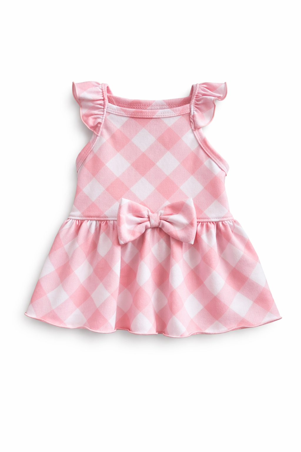 Blush Gingham Bow Dress