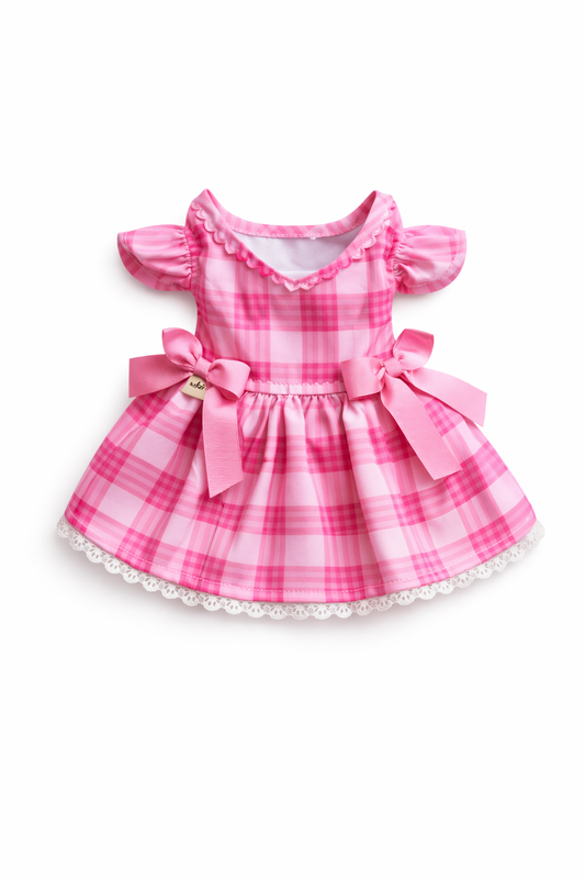 Rosé Plaid Bow Dress