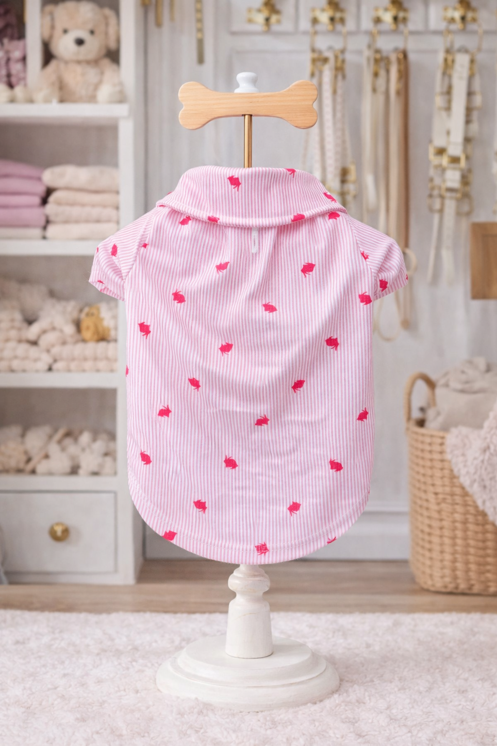 Pink Bunny Stripe Dog Shirt