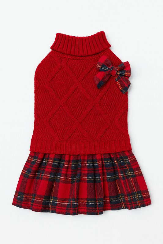 Cozy Christmas Bow Knit Dress