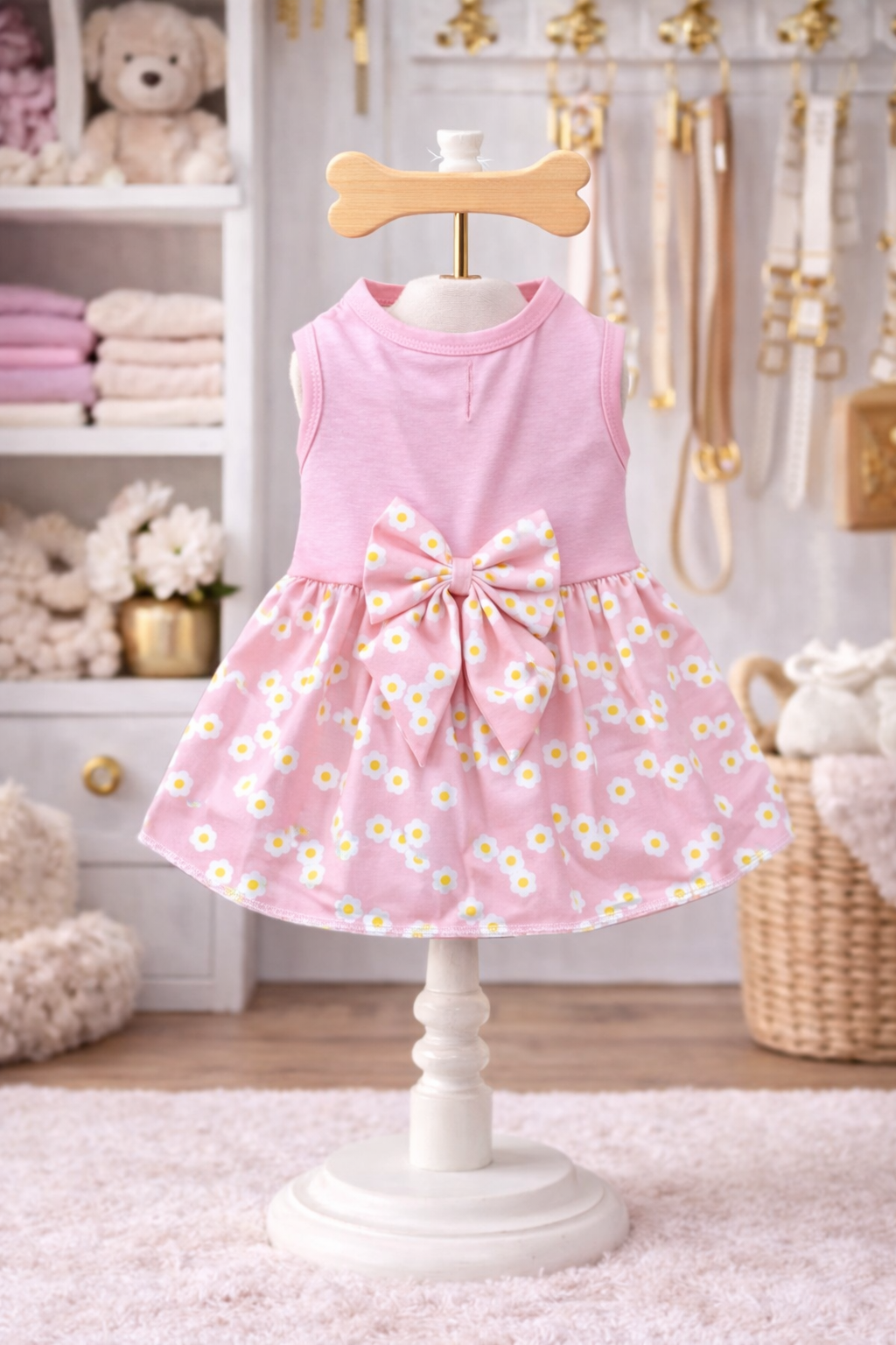 Pink Floral Spring Dog Dress