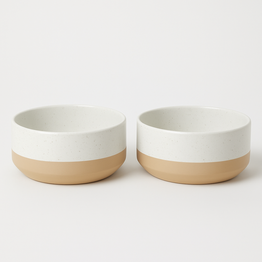 Two-Tone Ceramic Pet Bowls – Set of 2