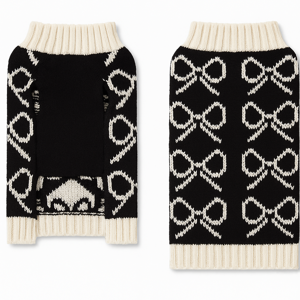 Midnight Bow Knit Pet Sweater
