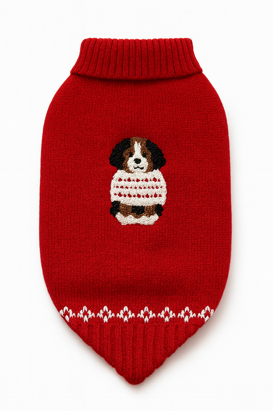 Snuggly Puppy Embroidery Dog Sweater